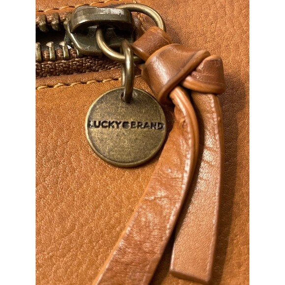Lucky Brand Zip-around Leather Wallet Camel Color Cardholder Billfold - Picture 9 of 9
